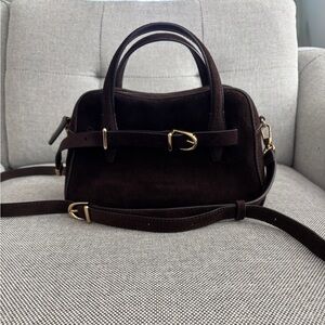 Madewell Suede Belted Mini Crossbody Bag in Dark Carob